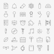 Line School and Education Icons Big Set N2