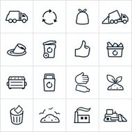 Black Trash Management Icons - Line Style