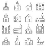 church building icon vector set