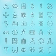 Medical Line Health Care Icons Set
