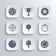 Sport icons set - vector white app buttons