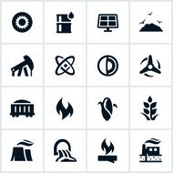Black Fuel and Power Generation Icons
