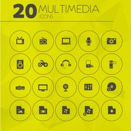 Simple Yellow Thin Multimedia Icons