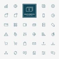 32 web and business minimal line icons