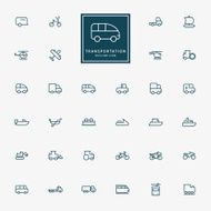 32 transportation minimal outline icons