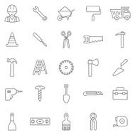 Worker tool line icons set Vector