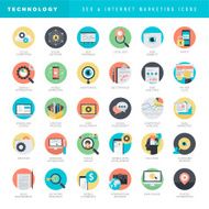 Set of flat design icons for SEO and internet marketing