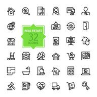 Outline web icons set - Real Estate
