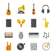 Flat music icons set