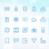 Set of trendy blue icons for web and mobile use