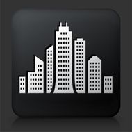 Black Square Button with Cityscape Icon