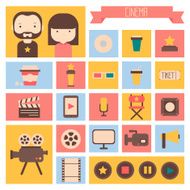 Set of movie design elements and cinema icons