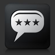 Black Square Button with Rating Chat Bubble Icon