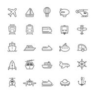 Transport icons Outline Stroke on White Background