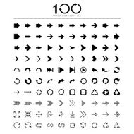 100 Basic arrow sign icons set