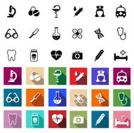 Black and coloured flat medical icons