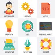 Vector web development design seo icons set Set 4
