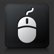 Black Square Button with Computer Mouse