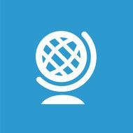 globe icon white on the blue background