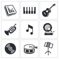 Music icons set on white background