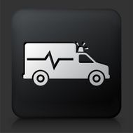 Black Square Button with Ambulance