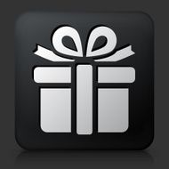 Black Square Button with Gift Box Icon