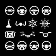 Set icons of steering wheel marine steering helm bicycle handlebar