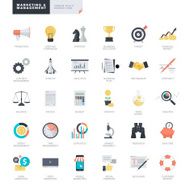 Set of flat design business and marketing icons for designers