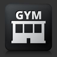 Black Square Button with Gym Icon
