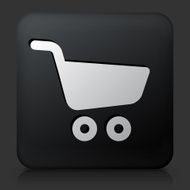 Black Square Button with Shopping Cart Icon