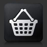 Black Square Button with Shopping Basket Icon