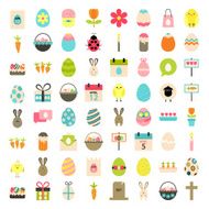 Easter big flat styled icons set over white N2