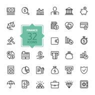 Outline web icon set - money finance payments