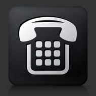 Black Square Button with Telephone Icon