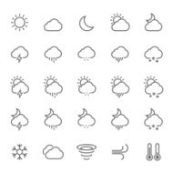 Set of Outline Stroke Weather Icons
