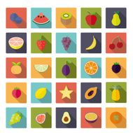 Flat Design Fruit Vector Icon Set