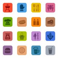 Colorful Barbecue Grill Icons