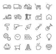 Minimalistic Construction Icons on White Background N2