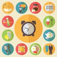 Morning time and occupation icons set Daily routine N2