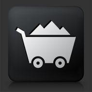 Black Square Button with Mine Cart