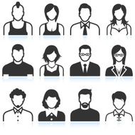 Black and white men women icons
