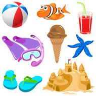 Summer beach design elements