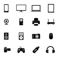 Set of icons - PC hardware and electronic devices