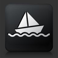 Black Square Button with Sail Boat