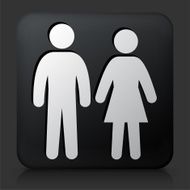 Black Square Button with Couple Icon