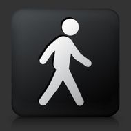 Black Square Button with Walking Icon