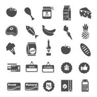 Supermarket Food Selection Icons Set