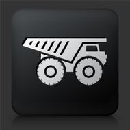 Black Square Button with Gravel Truck