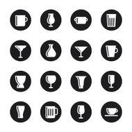 Cup and Glass Icons - Black Circle Series N2