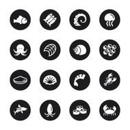 Seafood Icons - Black Circle Series